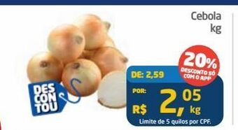 Tenda Atacado Cebola kg oferta