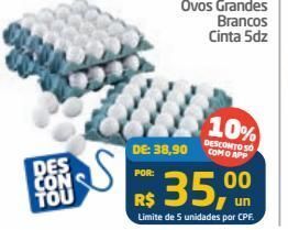 Tenda Atacado Ovos grandes brancos cinta 5dz oferta