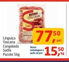 Tenda Atacado Linguiça toscana congelada sadia pacote 5kg oferta