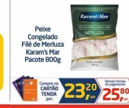 Tenda Atacado Peixe congelado filé de merluza karam´s mar pacote 800g oferta