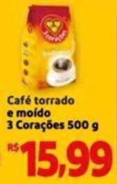 Extra Supermercado Café torrado e moído 3 Corações 500 g oferta