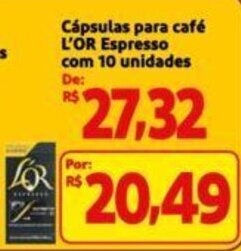 Cápsulas para café L'OR Espresso com 10 unidades