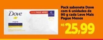 Extra Supermercado Pack sabonete Dove com 6 unidades de 90 g cada Leve Mais Pague Menos oferta