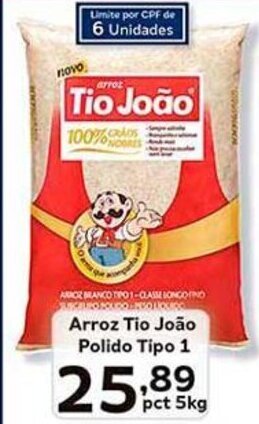 Supermercados Tauste Arroz Tio João Polido tipo 1 pct 5kg oferta