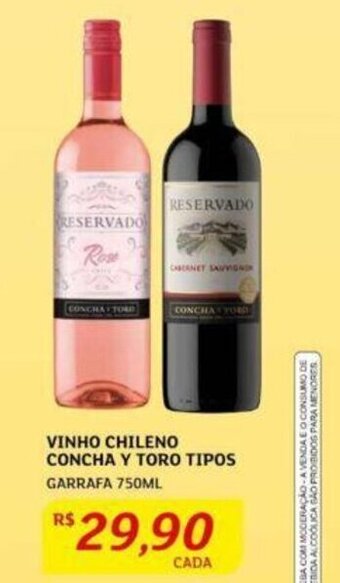 Assaí Atacadista VINHO CHILENO CONCHA Y TORO TIPOS GARRAFA 750ML oferta