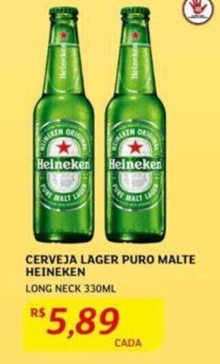 Assaí Atacadista CERVEJA LAGER PURO MALTE HEINEKEN LONG NECK 330ML oferta