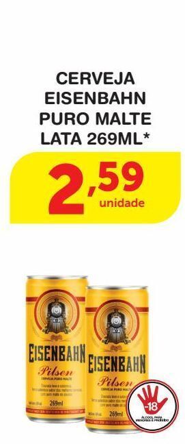 Roldão Cerveja eisenbahn puro malte lata 269ml* oferta