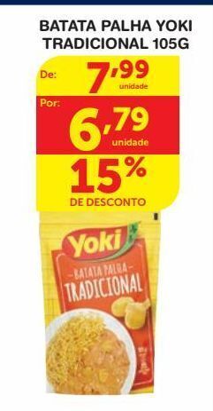 Roldão Batata palha yoki tradicional 105g oferta