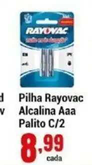 Pilha Rayovac Alcalina Aaa Palito c/2