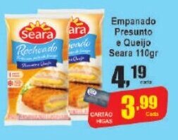 Higa's Supermercado Empanado Presunto e Queijo Seara 110gr oferta
