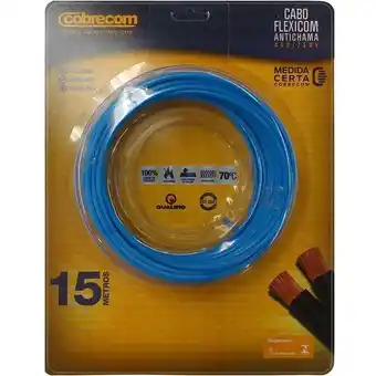 Pão de Açúcar Cabo de energia 750v 4mm² flexicom antichama com 15 metros azul oferta