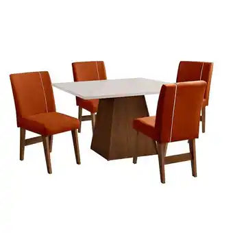 Lojas Koerich Conjunto mesa + 4 cadeiras pádua 136cm cedro/off - movale oferta
