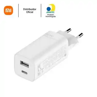 Miranda Carregador usb tomada usb-c 65w, com dupla saída (usb-a+usb-c), xiaomi oferta