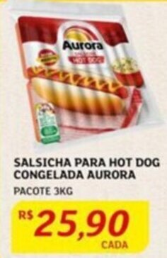 Assaí Atacadista SALSICHA PARA HOT DOG CONGELADA AURORA PACOTE 3KG oferta