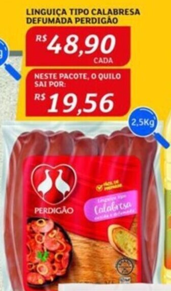 Assaí Atacadista LINGUIÇA TIPO CALABRESA DEFUMADA PERDIGÃO oferta