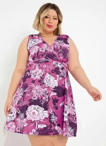 Marguerite - vestido floral rosa transpassado plus size