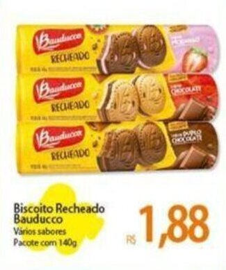 Atacadão Biscoito Recheado Bauducco Vários sabores Pacote com 140g oferta