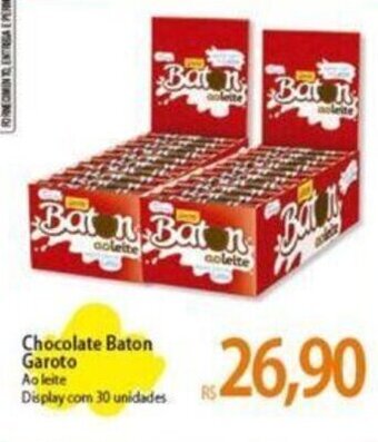 Atacadão Chocolate Baton Garoto Ao leite Display.com 30 unidades oferta