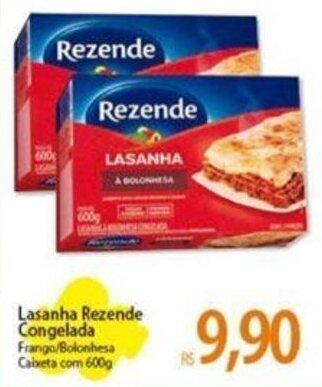 Atacadão Lasanha Rezende Congelada Frango/Bolonhesa Caixeta com 600g oferta