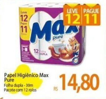 Atacadão Papel Higiênico Max Pure Folha dupla-30m Pacote com 12 rolos oferta