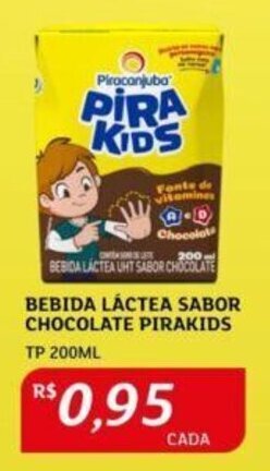 Assaí Atacadista BEBIDA LÁCTEA SABOR CHOCOLATE PIRAKIDS TP 200ML oferta
