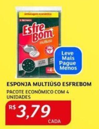 Assaí Atacadista ESPONJA MULTIUSO ESFREBOM PACOTE ECONÓMICO COM 4 UNIDADES oferta