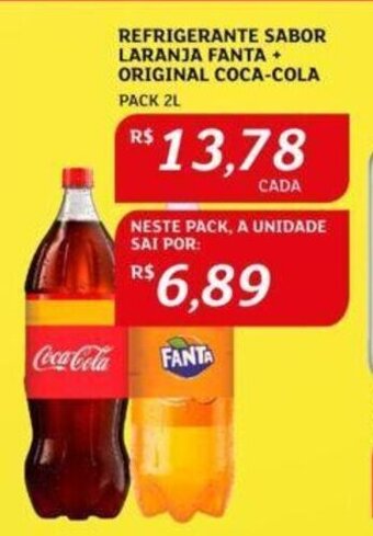 Assaí Atacadista REFRIGERANTE SABOR LARANJA FANTA + ORIGINAL COCA-COLA PACK 2L oferta