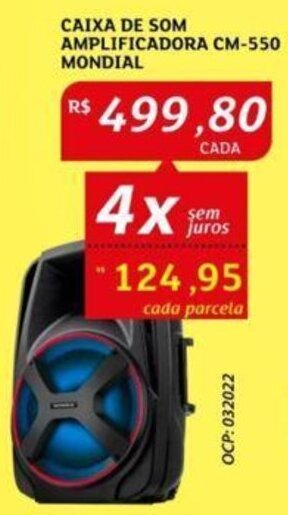 Assaí Atacadista CAIXA DE SOM AMPLIFICADORA CM-550 MONDIAL oferta