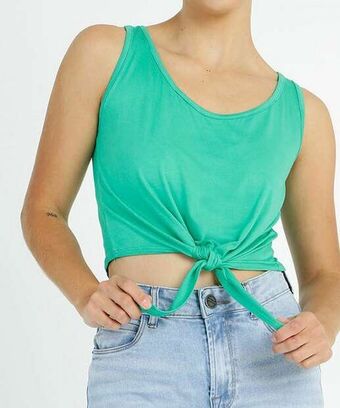 Marisa Blusa regata cropped feminina amarração oferta