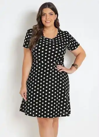 Marguerite - vestido evasê poá plus size