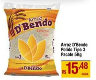 Max Atacadista Arroz D'Bendo Polido Tipo 3 Pacote 5Kg oferta