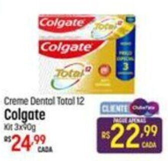 Muffato Creme Dental Total 12 Colgate kit 3x90g oferta