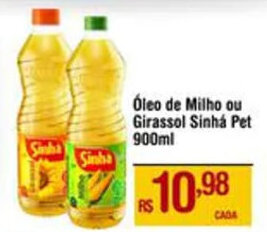 Max Atacadista Óleo de Milho ou Girassol Sinhá Pet 900ml oferta