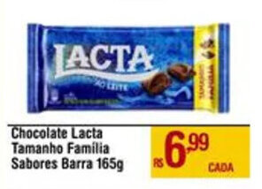 Max Atacadista Chocolate Lacta Tamanho Familia Sabores Barra 165g oferta