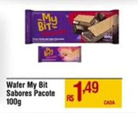 Max Atacadista Wafer My Bit Sabores Pacote 100g oferta