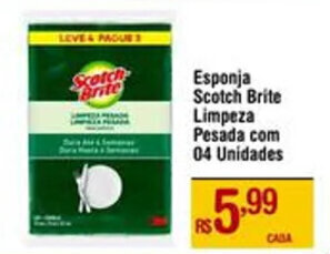Esponja Scotch Brite Limpeza Pesada com 04 Unidades