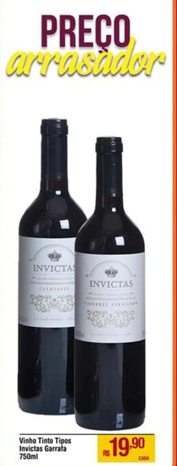 Max Atacadista Vinho Tinto Tipos Invictas Garrafa 750ml oferta