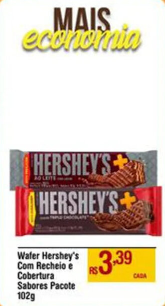 Max Atacadista Wafer Hershey's Com Recheio e Cobertura Sabores Pacote 102g oferta