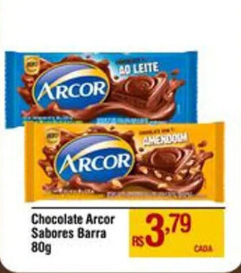 Max Atacadista Chocolate Arcor Sabores Barra 80g oferta