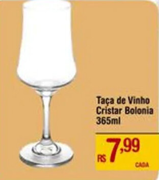 Max Atacadista Taça de Vinho Cristar Bolonia 365ml oferta