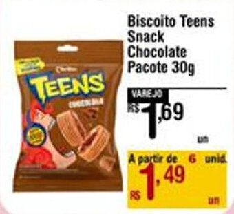 Max Atacadista Biscoito Teens Snack Chocolate Pacote 30g oferta
