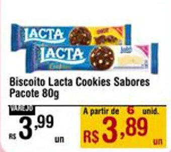 Biscoito Lacta Cookies Sabores Pacote 80g