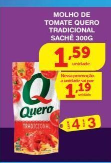 Roldão Molho de tomate quero tradicional 300g oferta