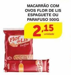 Roldão Macarrão com ovos flor de lis espaguete ou parafuso 500g oferta
