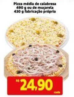 Extra Supermercado Pizza média de calabresa 490 g ou de muçarela 430 g fabricação própria oferta