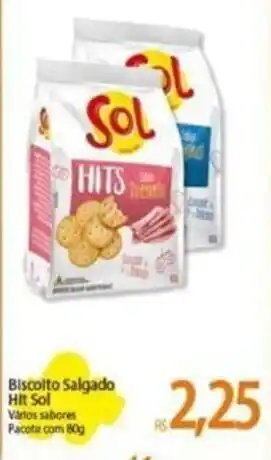 Atacadão Biscoito Salgado Hit Sol Vartos sabores Pacote com 80g oferta