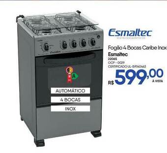 Zenir Fogão 4 Bocas Caribe Inox Esmaltec oferta