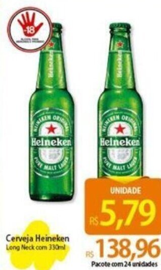 Atacadão Cerveja Heineken Long Neck com 330ml oferta