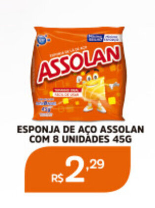 ESPONJA DE AÇO ASSOLAN COM 8 UNIDADES 45G