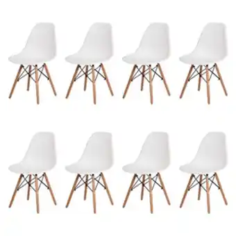 Leroy Merlin Kit 8 cadeiras charles eames eiffel branca base madeira sala cozinha jantar oferta